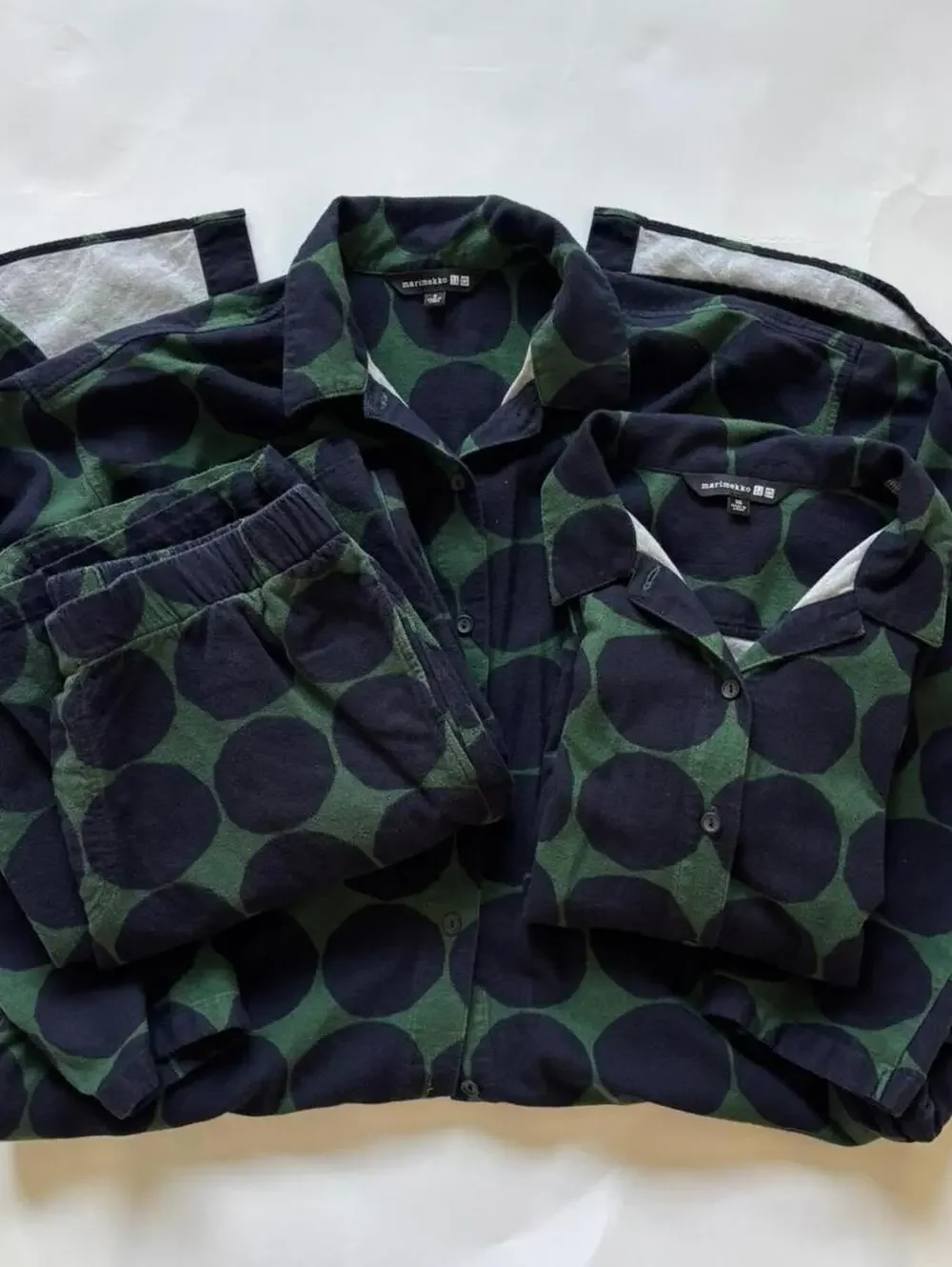 Marimekko x Uniqlo 3 Piece Set Polka Dot Green Black Kivet Lounge Set XS S M